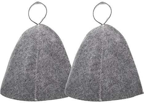 FOMIYES Sauna Hat for Women and Men 2 Pack Natural Felt Sauna Accessories (Grey)