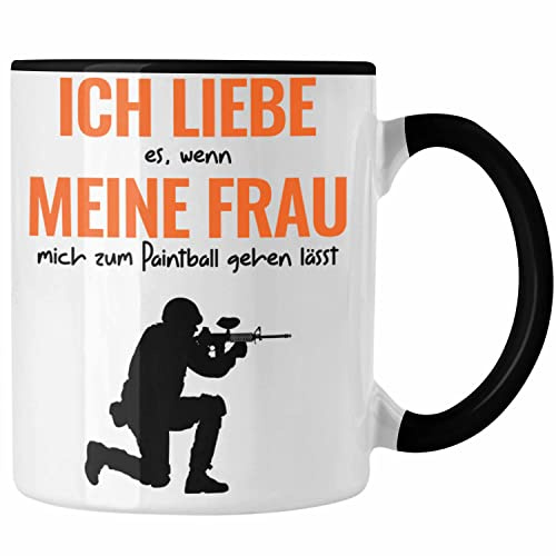 Trendation - Paintball Tasse Geschenk Männer Paintballspieler Geschenkidee Lustig (Schwarz)