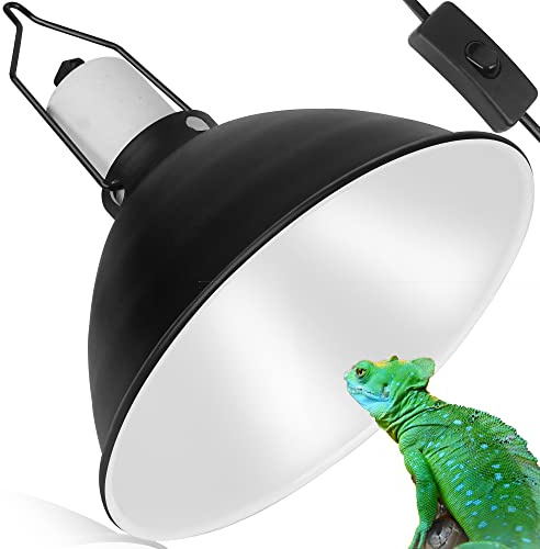 NEPTONION Reptile Reflector Dome Lamp Fixture, 8.5 inch Deep Polished Aluminum UVB Light Fixture for Reptile Glass Terrariums fit UVB UVA Bulb, Basking Heat Bulb, Ceramic Heat Emitter
