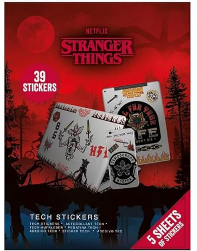 Pyramid International: Stranger Things Tech Stickers, Set of 39 Stickers for Laptops, Mobile Phones and Tablets (Upside Down Battle Design) - Official Merchandise