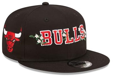 New Era Chicago Bulls NBA Flower Wordmark Black 9Fifty Snapback Cap - S-M (6 3/8-7 1/4)