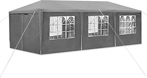 CEEDIR 3x9 m Pavillon Partyzelt Zelt Wasserdicht Festzelt Bierzelt Gartenzelt Outdoor Partyzelt Gartenpavillon UV Schutz mit Seitenteilen und Fenstern Winterfest Camping Zelt Anthrazit