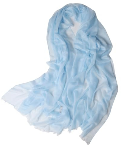 Prettystern Señoras 100% Cachemira pluma ligero anillo Pashmina bufanda vestido de noche estola de ultrafino 200 hilos de cachemira hilos, 27. Azul claro, 200 cm X 100 cm