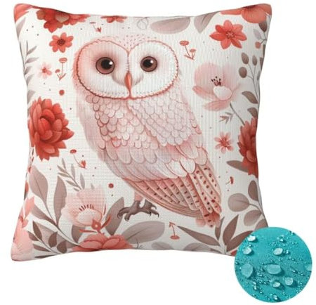 Outdoor Kissen Wetterfest 2 Stück Niedlich Kissenbezug 45x45 cm, Sommer Gartenkissen Deko Outdoor Sitzkissen Wetterfest, Kissenbezüge Eule Outdoorkissen für Balkon Terrasse Patio Garten Deko -OZ322