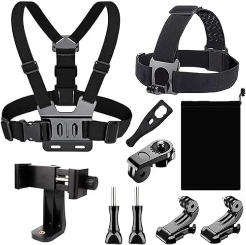 YHTSPORT Imbracatura da Petto Supporto da Petto per Action Cam, Pettorina Supporto Toracico del Telefono Cellulare Clip, Imbracatura Pettorale + Fascia da Testa compatibile con GoPro e Action Cam