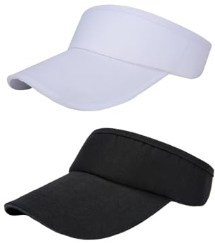 DHWEKU Lot de 2 Casquettes Anti UV Femmes, Casquette à Visière Réglable été Casquette de Base-Ball Golf Tennis Hommes Visières de Soleil Anti-Soleil Beach Visiere