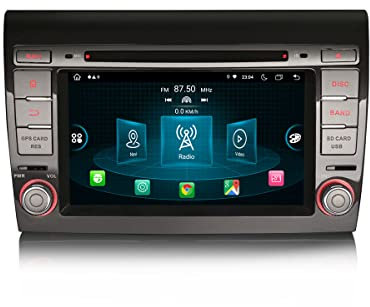 Erisin 7 pulgadas 8-Núcleo 4GB+64GB Android 14 Radio Coche GPS Navegación para Fiat Bravo 2007-2014 Autoradio Bluetooth Soporte CarPlay inalámbrico Android Auto DSP WiFi DAB+ USB CD Player OBD2 Canbus