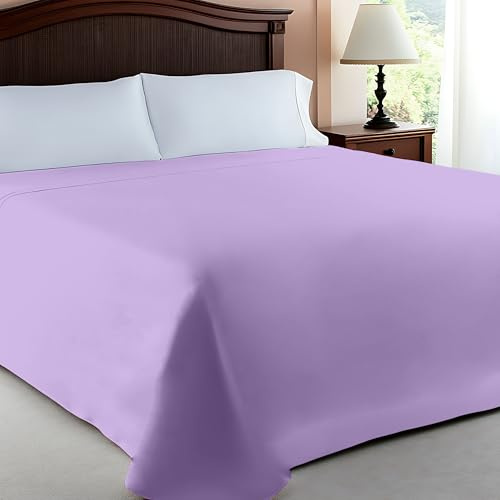 Sábana Encimera de Microfibra 245x250cm para Cama de 180cm - Encimera Super Suave, Transpirable Lavable a Maquina - Color Lila