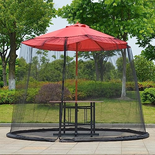 Zanzariera per ombrellone da giardino, schermo per ombrellone da tavolo per esterni, rete in poliestere da giardino con porta con cerniera, ombrellone universale a baldacchino, sbalzo, sfalsato, app