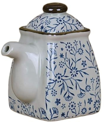 Distributeur d'huile et de vinaigre Bouteille d'huile en céramique vinaigre/distributeur de sauce de soja, petite bouteille de distributeur d'huile d'olive vintage étanche Décor de cuisine de ferme