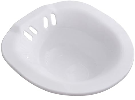 DEARMAMY Sitzbadbecken Damen Becken Aus Kunststoff Weiß Ergonomisch Für Toilette Mit Breitem Rand Gegen Verschütten Wandhängbar Zur Postpartalen Pflege Und Genesung