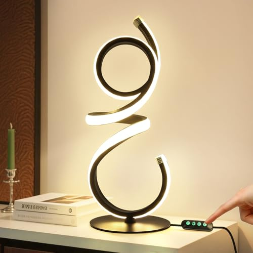 Bedside Lamps, 3 Colours - 5 Brightness Levels Dimmable Desk Lamp, LED Table Lamp Suitable for Bedrooms Living Rooms Offices, Line Art Bedside Lamp Creative Gifts(USB + UK Plug + Night Light Switch)