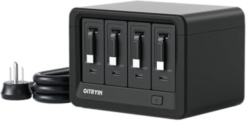 Gitryin 12-in-1 Desktop Charging Station with 4 Retractable Type-C Wall Chargers, 40W USB-C Power Strip with Flat Plug, Extension Cord with 1020J Surge Protection for Home Office