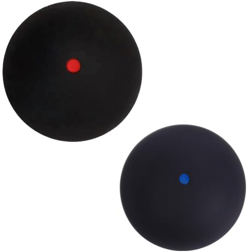 Set di 2 palline da squash professionali, in gomma morbida ad alto rimbalzo, per allenamento e match play, adatte a tutti i livelli di abilità, dal principiante all'avanzato, in opzioni a pois blu e