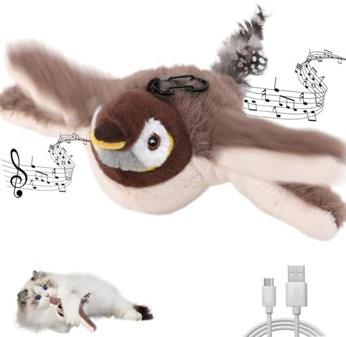 Katzenspielzeug Selbstbeschäftigung Elektrisch Interaktives Katzenspielzeug Vogel Berührungsaktiviertes Katzen Zubehör Intelligenz Aufladbares Katzen Spielzeug Katzenzubehör mit Katzenminze für Katze