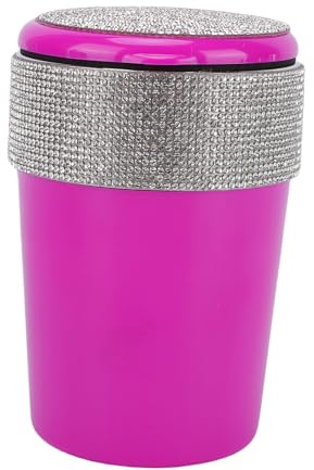 KIMISS Mini Poubelle de Bureau avec Couvercle – Corbeille Compacte pour la Maison, la Voiture – Poubelle Ronde élégante avec Accents en (violet)