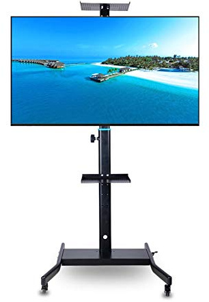 Supporto TV portatile Supporto TV universale da pavimento girevole per la maggior parte dei televisori piatti curvi LCD LED OLED al plasma da 32-52 pollici, regolabile in altezza con gestione dei cavi
