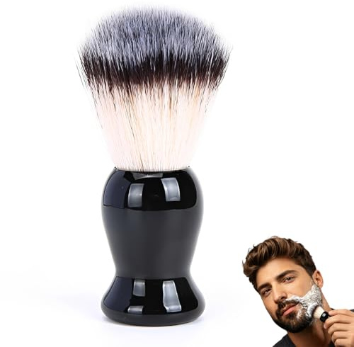 MUNZE 1 Pennello Da Barba Sintetico Nero Per Barba, Spazzola Rasatura Professionale 10.5Cm, Accessorio Regalo Uomo, Crema Schiuma Da Barba