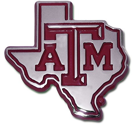 Texas A&M Aggies METAL Auto Emblem with Maroon Trim in Shape of Texas