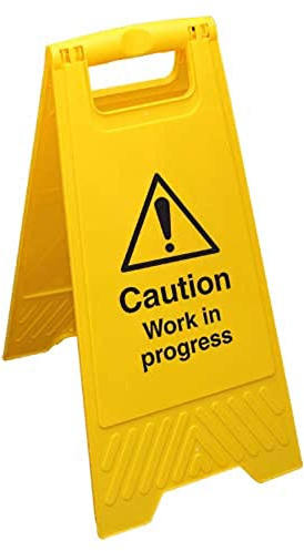 Caution Work In Progress - Cartello da pavimento a doppia faccia giallo