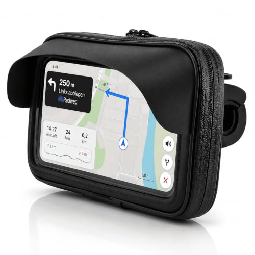 MidGard Fahrrad- und Motorrad-Halterung mit Sonnenblende, spritzwassergeschützt Universal für Smartphones 5,7 Zoll - 6,7 Zoll kompatibel mit iPhone/Samsung/Huawei/Sony usw.
