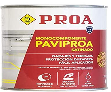 Pintura monocomponente para suelos y garajes al agua. Gris medio RAL 7042. 750 ML. Exterior-interior. PAVIPROA.
