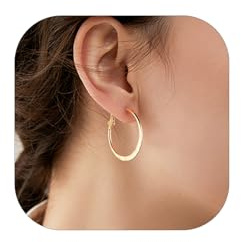 PROSTEEL Damen flache Hoop Ohrringe 30mm/40mm/60mm/80mm Edelstahl/18k vergoldet Creolen groß Kreis Kreolen Ohrschmuck Accessoire für Frauen Mädchen