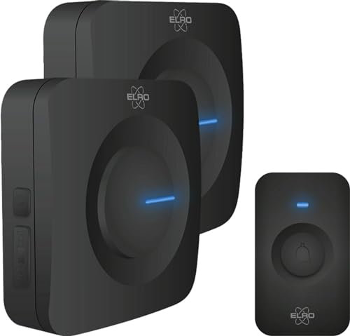 ELRO DB3000 Set di campanello senza fili - con 2x ricevitori alimentati a batteria - Nero