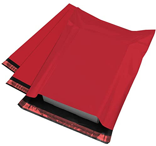 100x Strong Large Mailing Postal Postage Bags 12 x 16 Packaging Mailers, iSOUL [Use in Parcel, Delivery, Shipping, Mail, Package] [Plastic Envelopes] Red