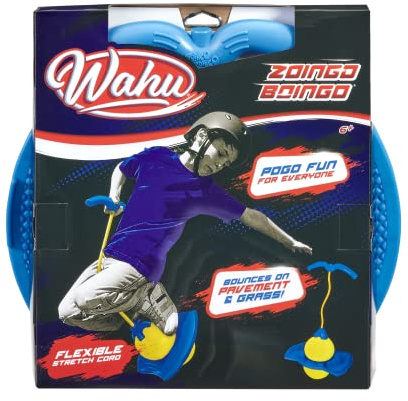 Wahu Zoingo Boingo Freestyle Pogo Ball with Handle and Footpad, Flexible Pogo Jumper for Kids Ages 6+, Bounces on Pavement and Grass, Blue/Yellow