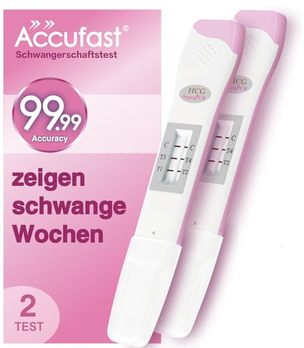 Accufast Schwangerschaftstest mit Wochenbestimmung zur Früherkennung, kann wie viele Wochen schwanger anzeigen, hCG Urintest mit 99,99% Genauigkeit & schnellem Ergebnis (2 Tests)