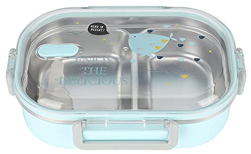 Natudeco Lunch Box coibentato Bento Lunch Box Isolato in Acciaio Inox Lunch Box Termico Portatile ad Alta capacità per Studenti Bambini(Blu)