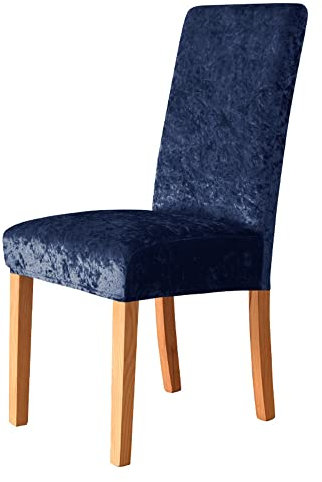 Morbuy Einfarbig Stuhlhussen Set Stretch Stuhlbezug für Esszimmerstühle, Leuchtende Samt Waschbarer Stuhlhussen Schwingstühle Stuhlüberzug für Haus Hotel Hochzeit Partys (4er Set,Navy blau)