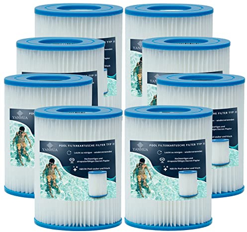 YANHUA Poolfilter Kartusche Typ II, Pool Filter größe 2, für 58383/58381/58093/58094, Filterkartuschen Kartuschenfilter Papier (8)