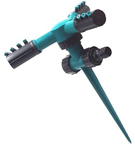 vepoty Irrigatore per irrigazione a 3 Bracci Sistema di irrigazione del Prato Inglese con ugello Rotante Automatico Regolabile a 360 Gradi