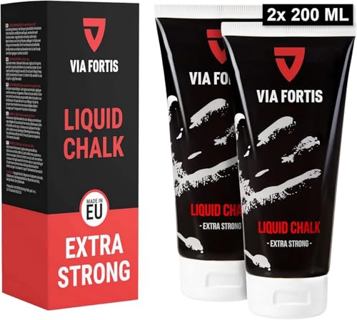 VIA FORTIS Gesso/Magnesio Liquido Tubo da 200ml di Magnesite Liquida per Arrampicata, Ginnastica, Calisthenics, Pole Dancing in Palestra e Altro - 2 x 200ml