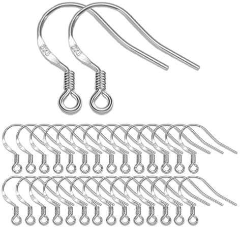 Krokörhängen, allergivänliga krokar med fjäderboll i 925 sterlingsilver, 50 st (silver, DIY)