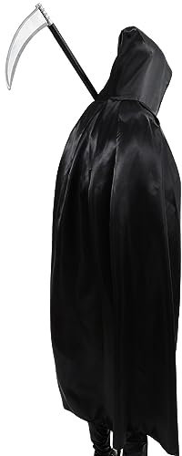 VANZACK Grim-Kostüm Für Erwachsene Halloween-Grim-Kapuzenmantel Umhang Mit Sense-Set Horror- Schwarzes Phantom Cosplay Für Unisex