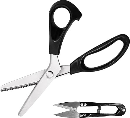 Par de Tijeras Profesionales con Dentado y Ondulado para Tela, Costura a Mano, Ideal para Cortar Telas, Cuerdas y Papel