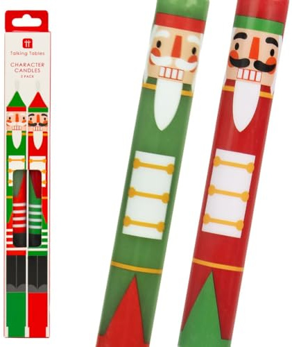 Candele natalizie a tema natalizio | Design tradizionale schiaccianoci | Decorazioni natalizie da tavola per la casa, riempitivo per calza della Befana, Babbo Natale segreto | Non profumate |