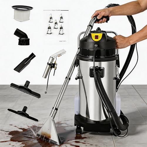 40L/11Gal Commercial Carpet Cleaner Machine, 6-in-1 Extractor with Dual Motors, Professional Heavy-Duty Floor Cleaner for Home & Commercial, Upholstery & Hard Floor (2-Parcel Ship)