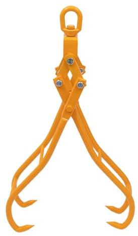 Gelb Premium 4-Krallen Holzgreifer für Holz I 2T I Rückezange für Verladearbeiten im Wald I Holzgreifer für Baumstämme I Forst Zange I Schleppzange I Hebezange I Forstgreifer I Holz Zange