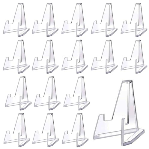 Goldyida 30 Stück Acryl Ständer Kunststoff Tellerständer Kartenständer Staffeleiständer Münzständer Transparenter Acryl Staffelei Halter Mini Staffelei für Anzeigen Karten, Medaillen, Bildern
