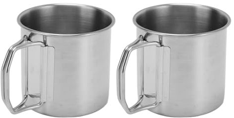 Metall-Trinkbecher, Faltbarer Griff, Outdoor-Edelstahl-Wasserbecher, Verdickt für Wanderkaffee (250 ml)