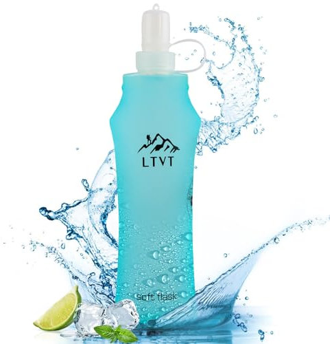 Taozoey Faltbare Trinkflasche, TPU Soft Flask, Trinkbeutel BPA-Frei, Wasserflasche für Trinkrucksack Fahrrad Klettern Sport, 500ml