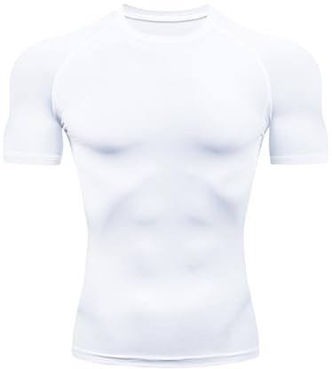 HYCOPROT Compression pour Hommes Haut de Compression à Manches Courtes T-Shirt Baselayer Athlétique Sport à Séchage Rapide Fitness Gym