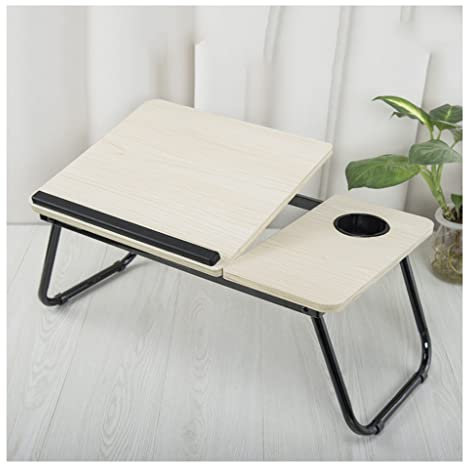 Verstellbarer, multifunktionaler Laptop-Betttisch, Getränkehalter/Schallwand-Design/Klappbein, tragbares Betttablett, Essen, Schreiben, Betttisch, Schreiben (Farbe: Schwarz, Größe: 21,7 Zoll) (Weiß