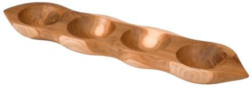 Meubletmoi Plateau de présentation à 4 compartiments coupelles pour apéro en bois de teck - fabrication artisanale - VICTORIA