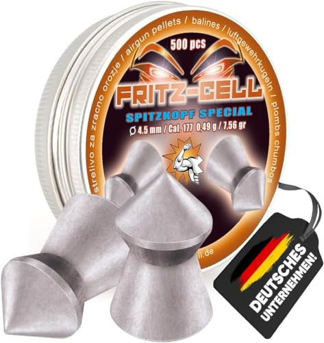 Fritz-Cell Diabolos 4,5mm Spitzkopf für Luftgewehr/-Pistole – 500 Stück