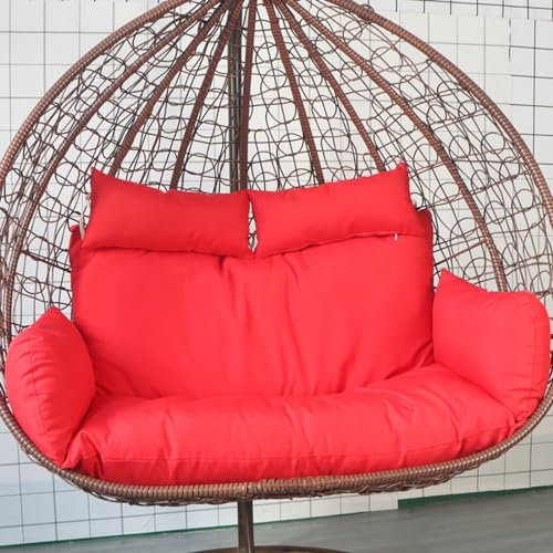 RUYICZB 2 Personen Kissen Für Hängesessel, Sitzkissen Für Hängesessel, Polster Hängekorb Schaukel Korb Schaukelkissen Rückenkissen Wechselkissen Wasserdicht Indoor & Outdoor,Rot